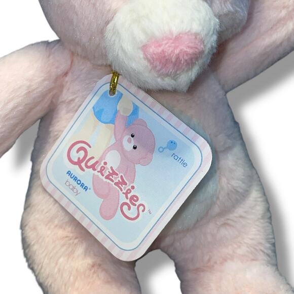 Aurora Baby Quizzies Plush Bear Rattle Stuffed Animal Embroidered Eyes 6" Gift - Picture 4 of 10